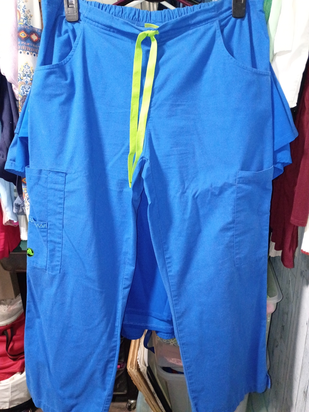 CROCS Royal Blue Cargo Knit Pants with Lime Drawstring